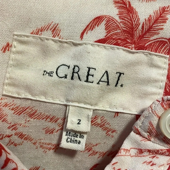 THE GREAT. Red and White Button Down Shirt - Picture 4 of 6